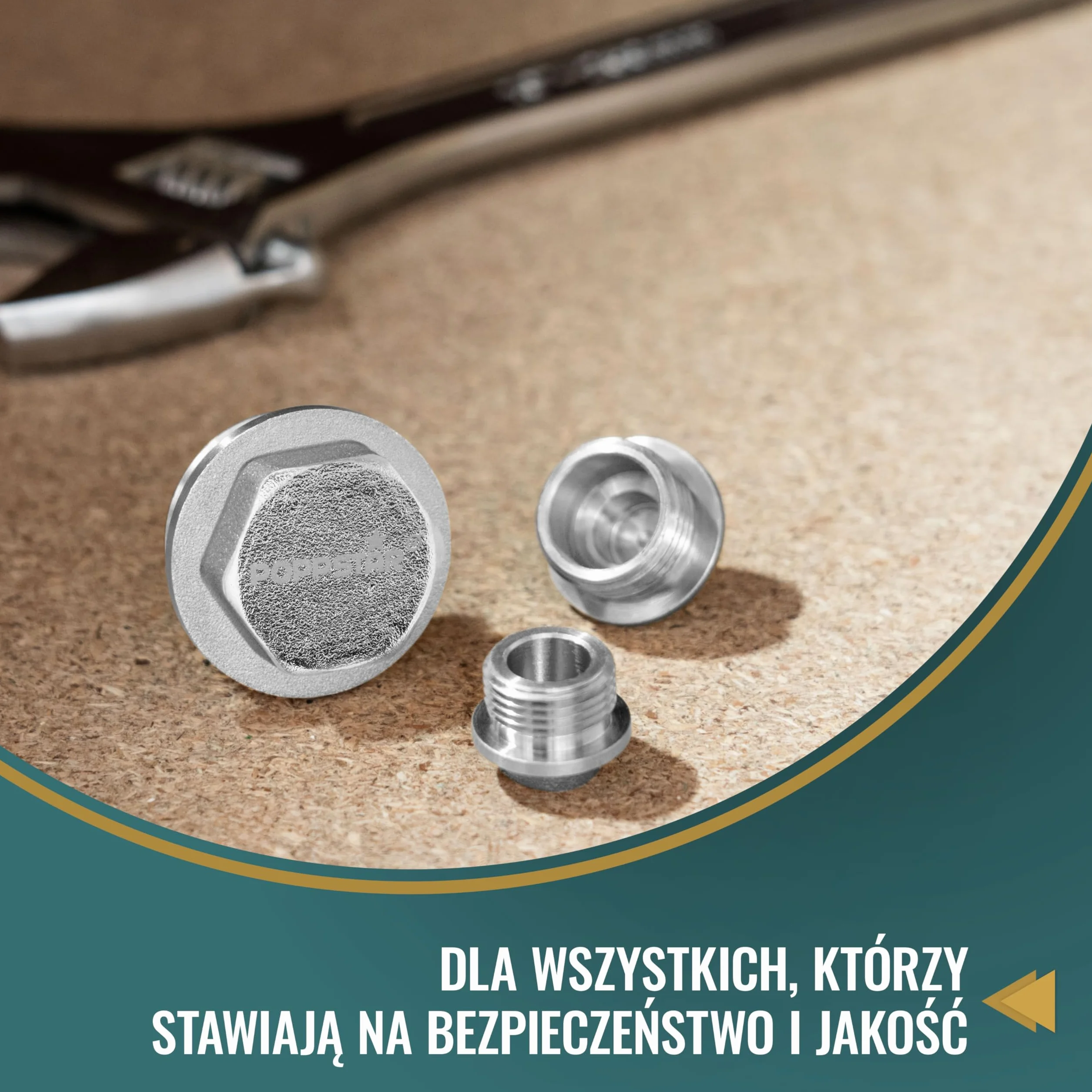 Poppstar Korki mosiężne (gwint zew.3/4" (32mm), maks. 50bar, sześciokąt 26mm) z samouszczelniającym gumowym pierścieniem 3/8", 4 sztuki