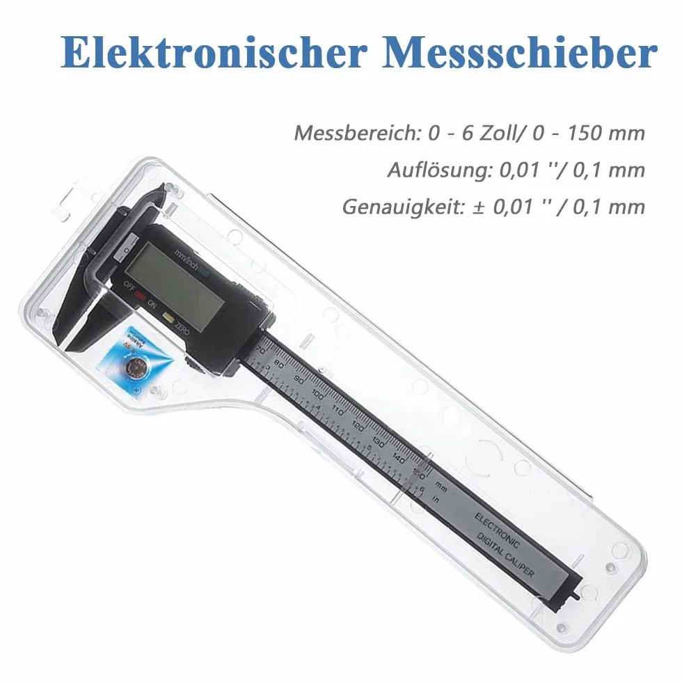Mesee suwmiarka cyfrowa, precyzyjna suwmiarka, włókno węglowe 150 mm, wysoka precyzja, suwmiarka cyfrowa z wyświetlaczem LCD, elektroniczny miernik do precyzyjnych pomiarów