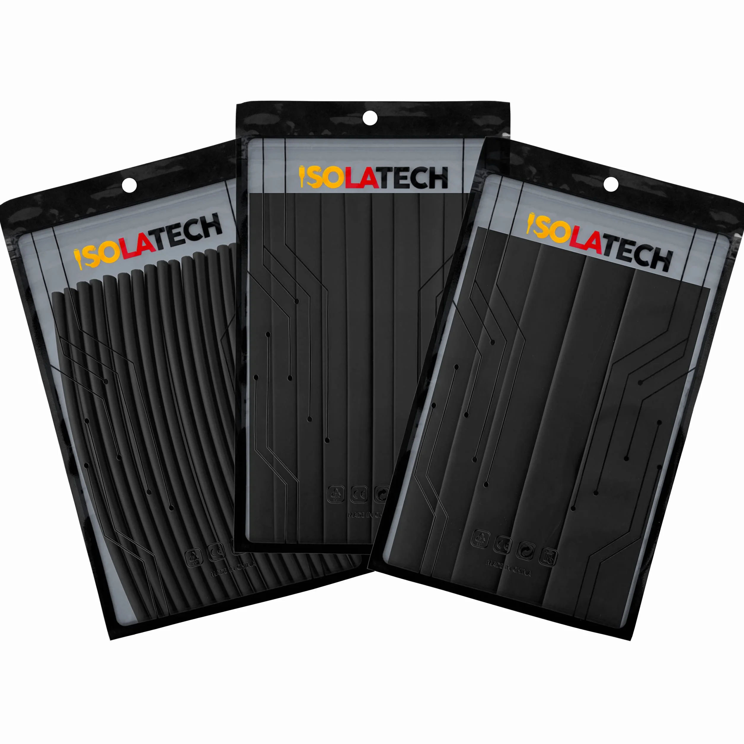 ISOLATECH zestaw rurek termokurczliwych 3:1 Ø6mm 3,8m Ø9mm 2,8m czarny do izolacji Odporne na UV
